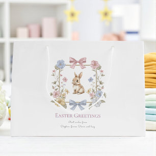 Pastel Floral Bunny Easter Wishes Gift Bag