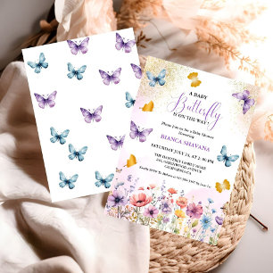 Pastel Floral Butterfly Baby SHower Invitation