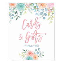 Pastel Floral Cards & Gifts Party Table Sign