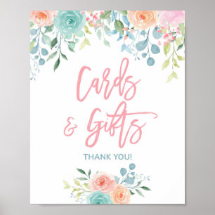 Pastel Floral Cards & Gifts Party Table Sign