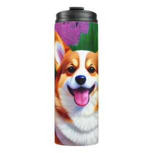 Pastel Floral Corgi  Thermal Tumbler
