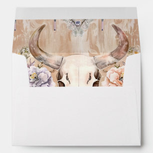 Pastel Floral Crystal Western Cow Skulls Theme Envelope