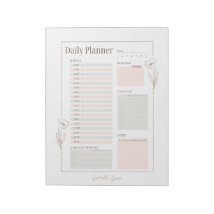 Pastel Floral Daily Planner Notepad