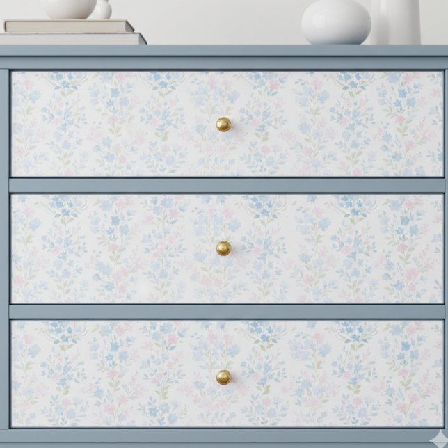 Pastel Floral Decoupage Tissue Paper (preppy grandmillennial decoupage pink and blue floral tissue paper )