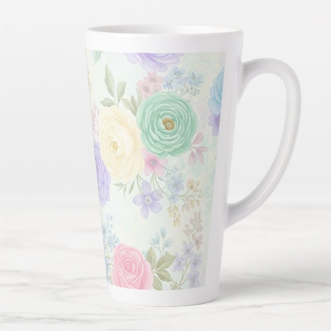 Pastel Floral Design Latte Mug (Right)