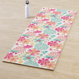 Pastel Floral Designer Yoga Exercise Floor Mat