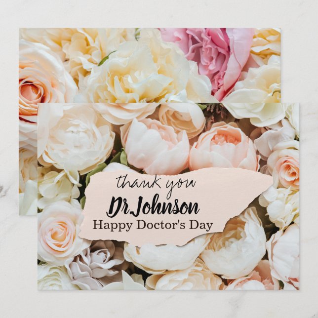 Pastel Floral Doctors Day  Thank You Card (Front/Back)
