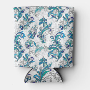 Pastel Floral Doodle Vintage Pattern. Can Cooler