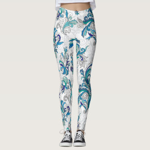 Pastel Floral Doodle Vintage Pattern. Leggings