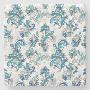 Pastel Floral Doodle Vintage Pattern. Stone Coaster