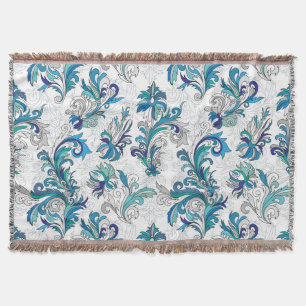 Pastel Floral Doodle Vintage Pattern. Throw Blanket
