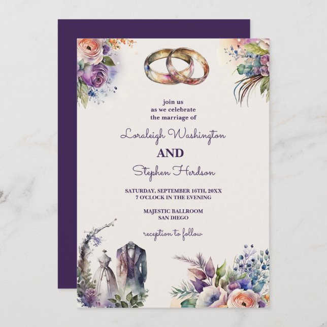 Pastel Floral Dreamy Enchanting Fairytale Wedding Invitation (Front/Back)