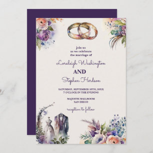 Pastel Floral Dreamy Enchanting Fairytale Wedding Invitation