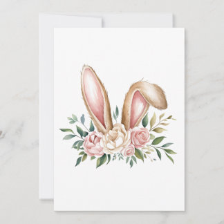 Pastel Floral Easter Bunny Ears  Holiday Card