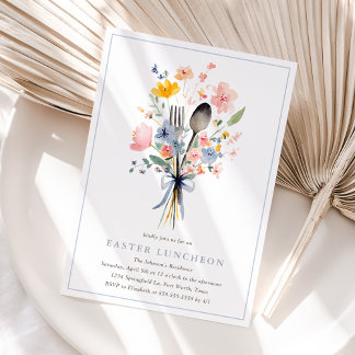 Pastel Floral Easter Luncheon Elegant Invitation
