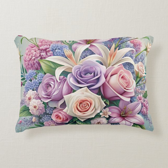 Pastel Floral Elegance Throw Pillow Cover (Front)