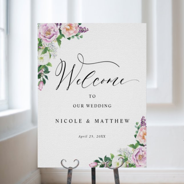 Pastel Floral Elegant Wedding Welcome Sign  (Creator Uploaded)