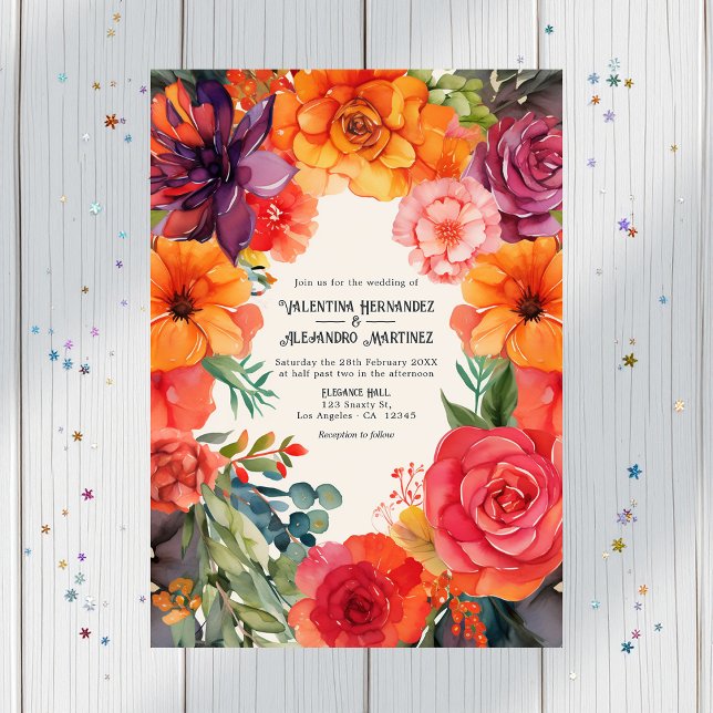 Pastel Floral Fiesta Wedding with Details QR Code Invitation (Pastel Floral Fiesta Wedding with Details QR Code Invitation)
