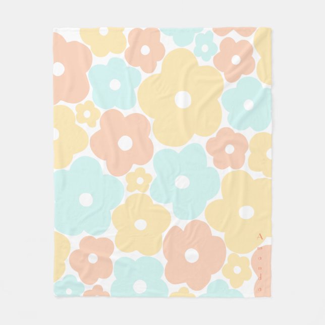 Pastel floral Fleece Blanket (Front)