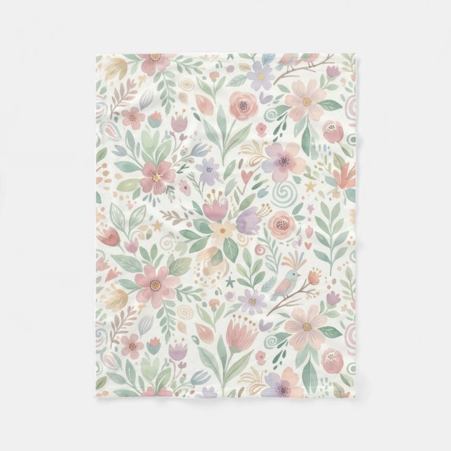 Pastel Floral Fleece Blankets (Front)