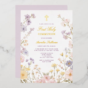 Pastel Floral Frame First Holy Communion