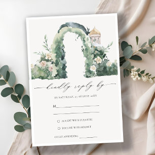 Pastel Floral Garden Arch Botanical Wedding RSVP Enclosure Card