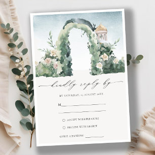 Pastel Floral Garden Arch Botanical Wedding RSVP Enclosure Card