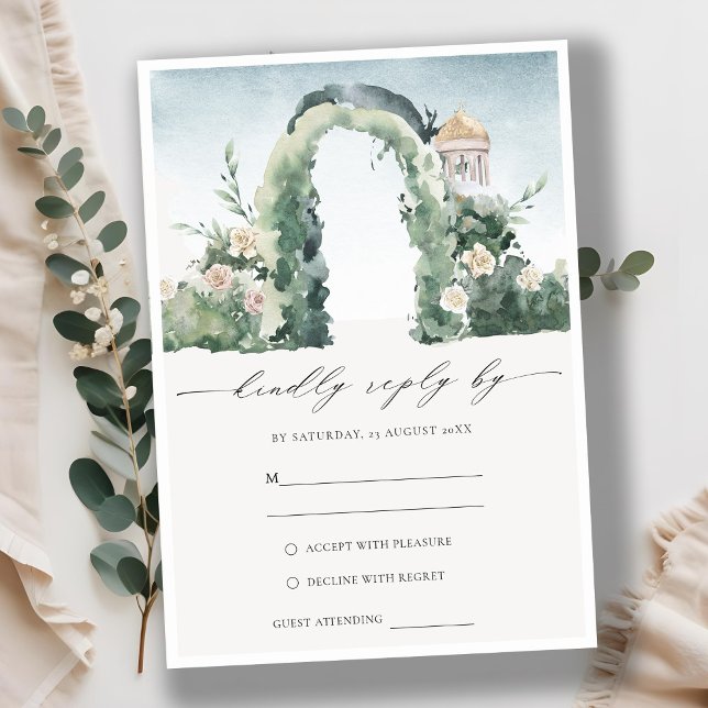 Pastel Floral Garden Arch Botanical Wedding RSVP Enclosure Card (Creator Uploaded)