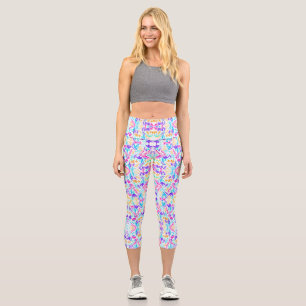 Pastel floral garden capri leggings