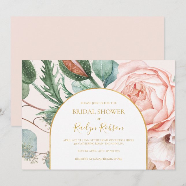 Pastel Floral Garden | Horizontal Bridal Shower Invitation (Front/Back)