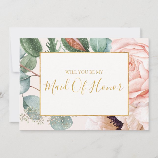 Pastel Floral Garden | Maid Of Honour Proposal Car Invitation (Front)