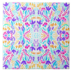 Pastel floral garden tile