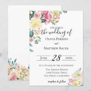 Pastel Floral Garden Wedding Invitation