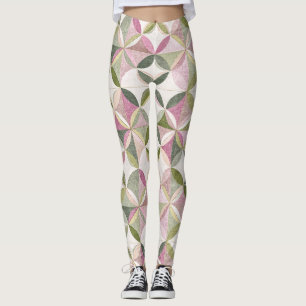 Pastel Floral Geometry Cottagecore Pattern Leggings
