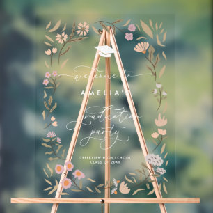 Pastel Floral Graduation Party Sign