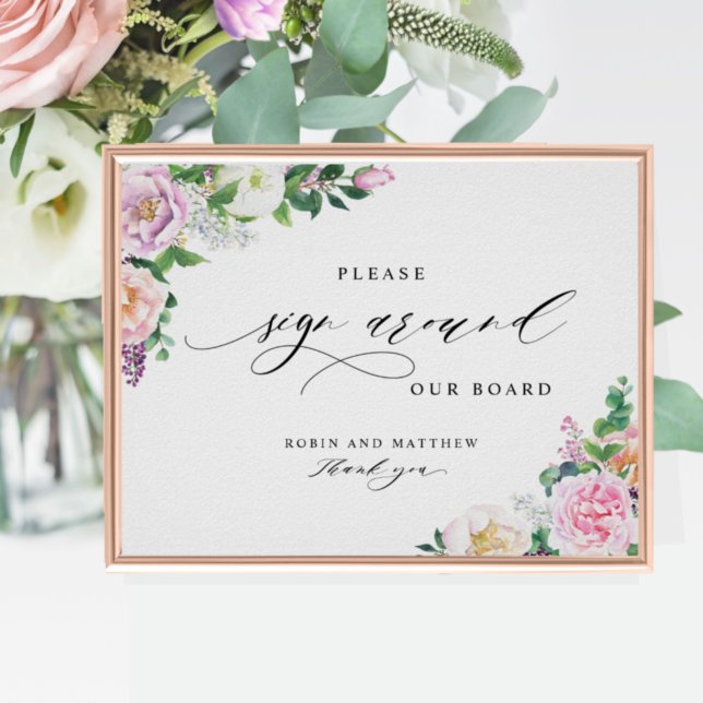 Pastel Floral Guests "Sign Around" board Sign (Creator Uploaded)