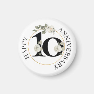 Pastel Floral Happy 10th Anniversary Magnet