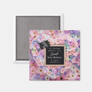 Pastel Floral Heart Pregnancy Announcement gift Magnet