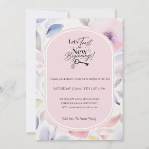 Pastel Floral Housewarming Invitation New Home
