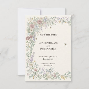 Pastel Floral Hummingbird Wedding Save The Date