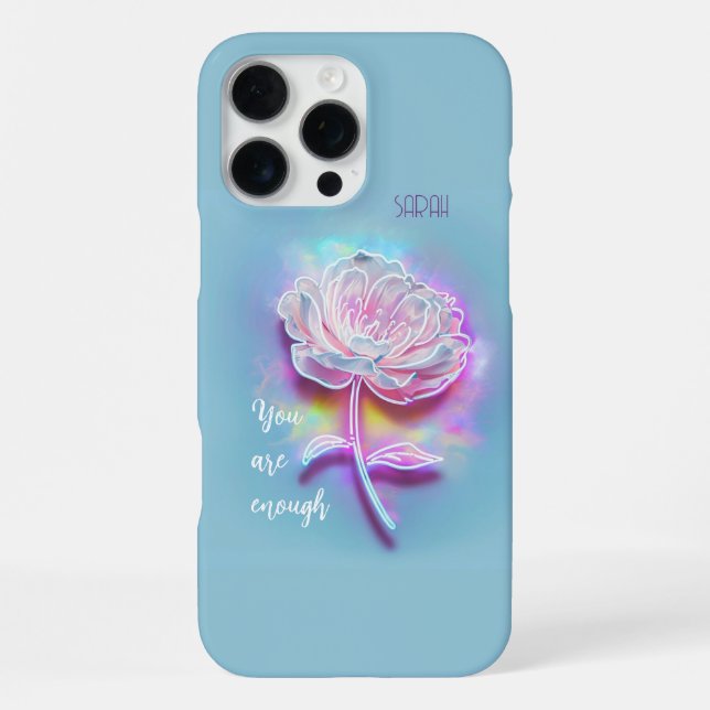 Pastel Floral Inspirational Quote 'You Are Enough' iPhone Case (Back)