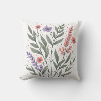 Pastel Floral Leaves Cushion