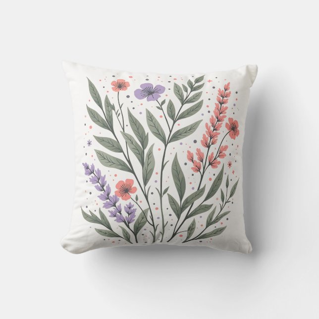 Pastel Floral Leaves Cushion (Front)