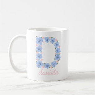 Pastel Floral Letter D Monogram Coffee Mug