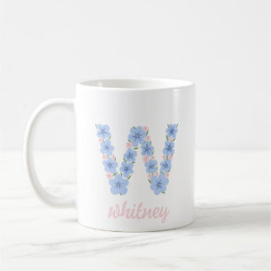 Pastel Floral Letter W Monogram Coffee Mug