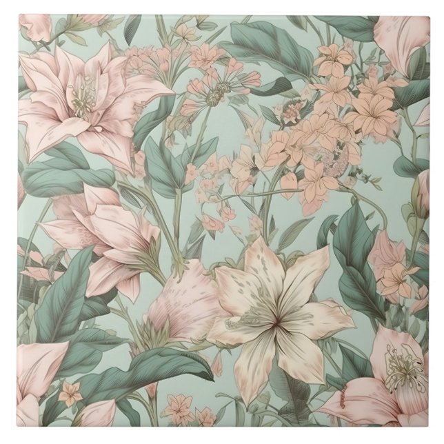 Pastel Floral Lilies Tile (Front)