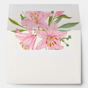 Pastel floral lily pink green envelope
