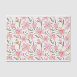 Pastel floral lily pink green tissue paper