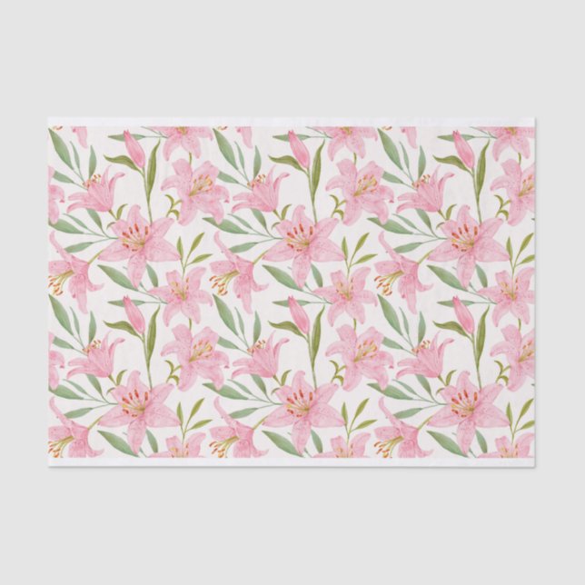 Pastel floral lily pink green tissue paper (Front)