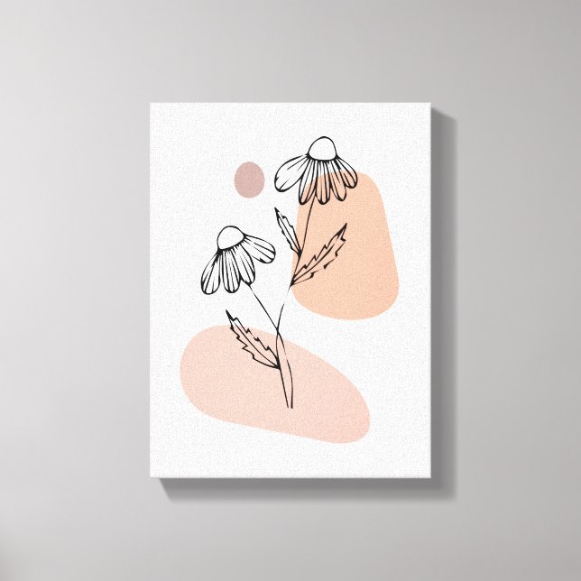 Pastel Floral Line Art – Modern Canvas Print (Front)